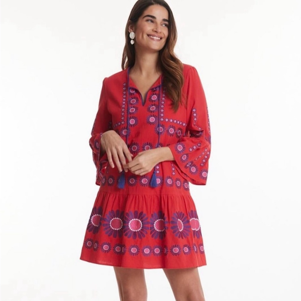 Tyler Boe Red and Purple Floral Mini Dress
